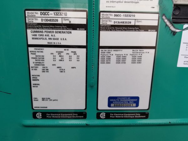 Like New Cummins DQCC Generator Set x