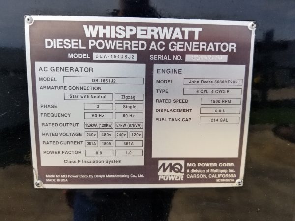 Multiquip DCA Generator Set x