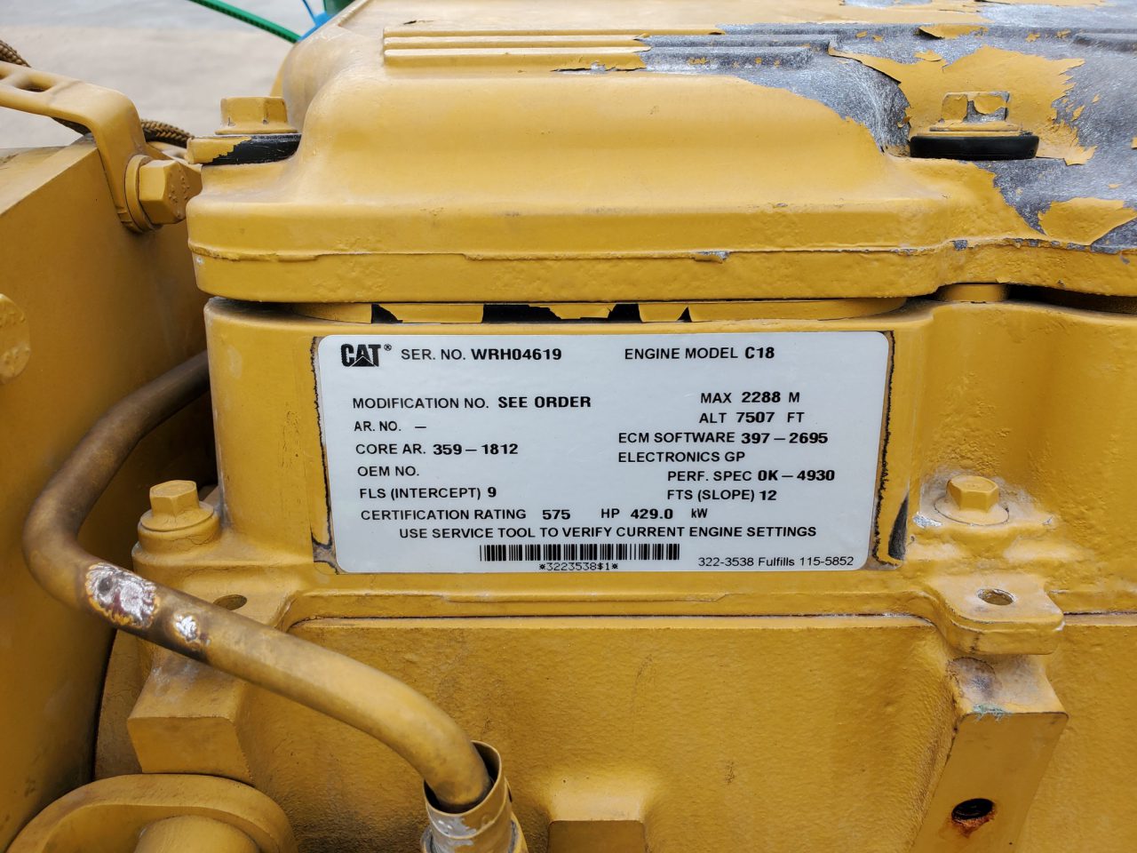 Used CAT C18 Industrial Engine 12115 Hours