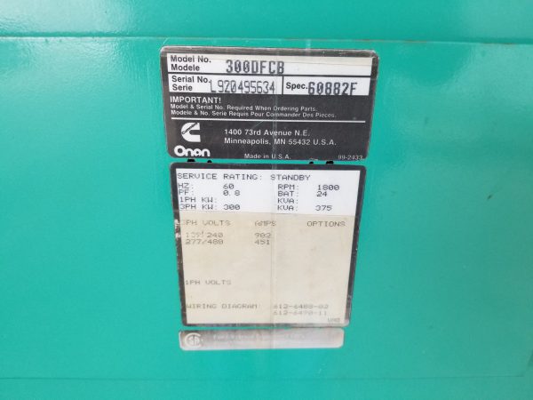 Used Cummins DFCB Generator Set x