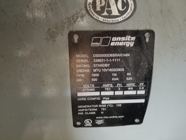 Used MTU DS Generator Set x