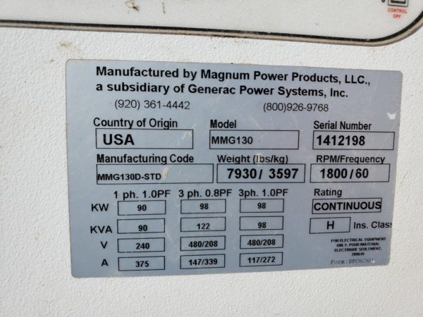 Magnum MMG130 Generator Set (2)