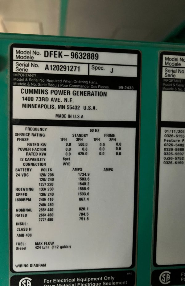 Cummins DFEK 500kW Generator Set (13)