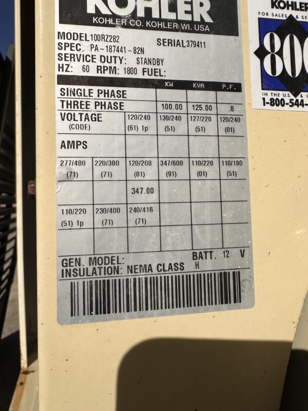 Kohler 100RZ282 Generator Set (7)