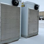 a couple of white boxes in a lot